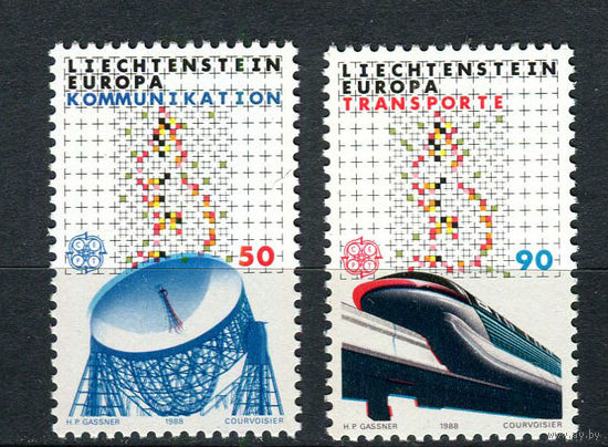 Лихтенштейн - 1988 - Европа (C.E.P.T.) - Транспорт и связь - [Mi. 937-938] - полная серия - 2 марки. MNH.