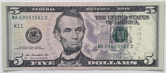 США 5 долларов 2013 г.