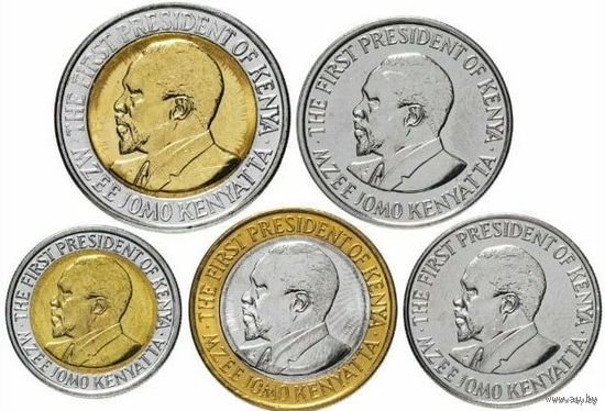 Кения 50 центов, 1, 5, 10, 20 шиллингов, UNC. Герб. Сторгуй за свою цену, предложи обмен! Y320