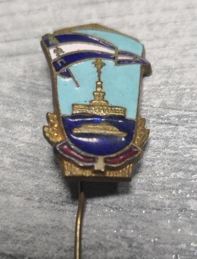 Знак МП. Морское параходство. Тяжёлый металл. Горячая эмаль.