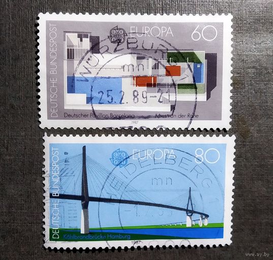 Марки Германия 1987 год Современная архитектура Серия из 2-х марок