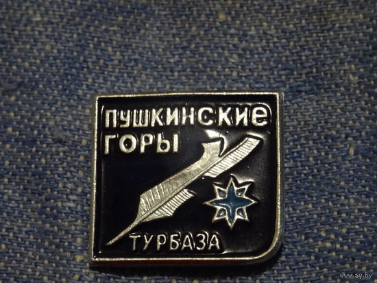 Значок "Турбаза Пушкинские горы". 2,2*2,1 см