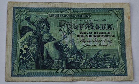 1904 год Германия 5 марок