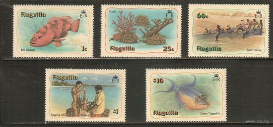 Ангилья-1982(Мих.461-476) , **    ,  Морская фауна, Рыбы, Раки