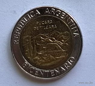 Аргентина 1 песо 2010 год 200 лет Республике Аргентине биметалл развалины крепости Пукара около г. Тилькара