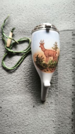 Антикварная фарфоровая чашка трубки."Косуля на опушке". Германия.19в Охотничья серия "Егерьская"