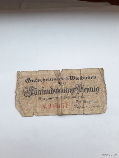 Нотгельд Германия 50 пф.Висбаден