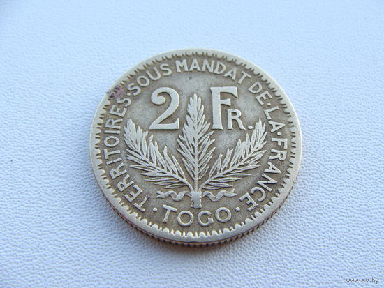 Того "Французское" 2 франка 1924 год  KM#3   Тираж: 750.000 шт