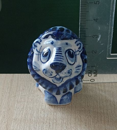 Фарфоровая фигурка Лев статуэтка под гжель