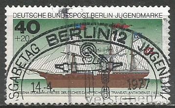 Западный Берлин. Парусник "Helena Sloman". 1977г. Mi#545.