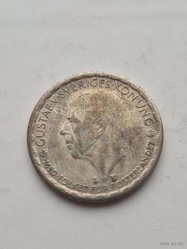 1 крона 1950 года Швеция. Серебро 400. Монета не чищена. 45414