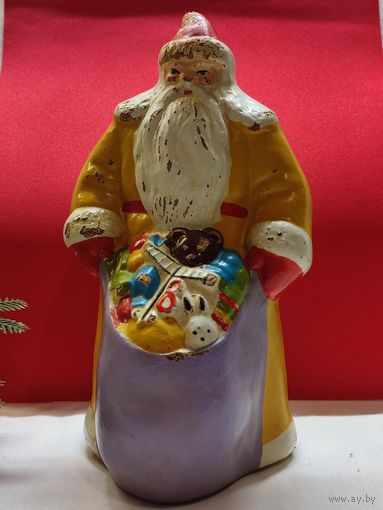 Дед мороз, пресс опилки, 18см, Ленигрушка. Редкий раскрас.