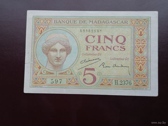 Мадагаскар 5  франков 1937
