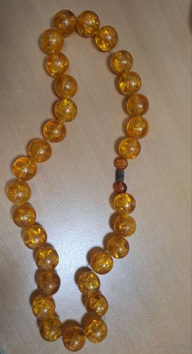 Бусы времен СССР. Искуственный янтарь. 53см