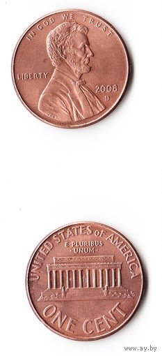 1 цент США 2008 (D) года