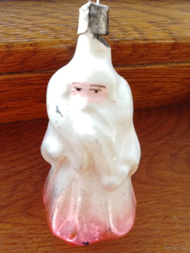 Винтажная ёлочная игрушка Дед Мороз 3. Стекло СССР