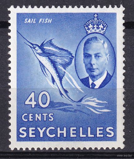 100.BrKSe. Великобритания. Колонии. Сейшельские острова. Георг VI. Местные мотивы. 40C. 1952 г. Mi.#161.*