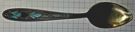 СЕРЕБРО СССР 875 ПР. ложка  ЭМАЛЬ КОФЕЙНАЯ .15грНОМЕР 3