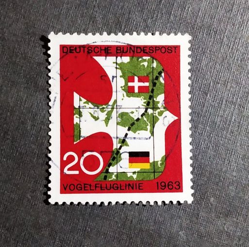 Марка Германия 1963 год Открытие прямой авиалинии в Копенгаген