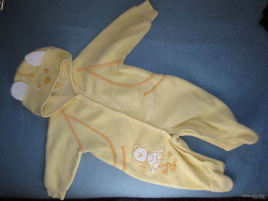 Комбинезон плюшевый "Мишка", р.62. Тёпленький! 100% хлопок.