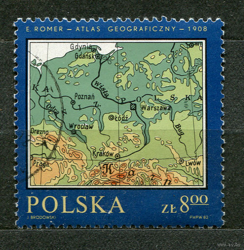 Географическая карта. Польша. 1982