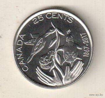 Канада 25 цент 2017 150 лет Конфедерации Канада - Надежда на зелёное будущее
