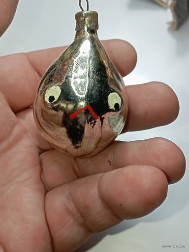 Ёлочная игрушка  - Рыбка . СССР  . Стекло .
