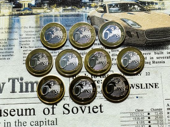 Лот из 10 монетовидных жетонов 6 (Sex) Euros (евро) без повторов, стартуем от 1 рубля и отдаем за вашу цену, смотрите другие подобные лоты. #1