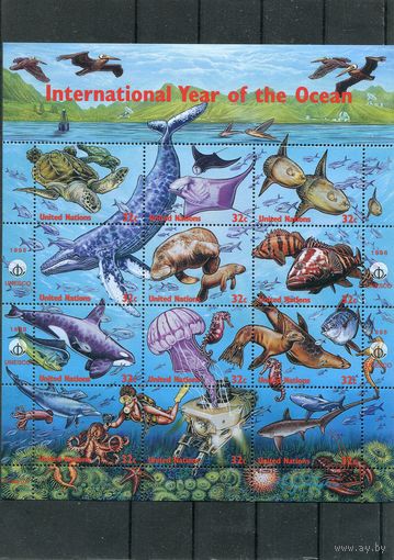 США. ООН Нью Йорк. Всемирный год океана. Малы лист