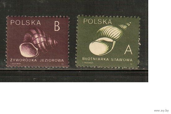 Польша-1990(Мих.3273-3274) , **  , Фауна,   Раковины (полная серия)