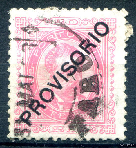 Португалия (Королевство) - 1892/93г. - Король Луиш I, надпечатка Provisorio, 20 R - 1 марка - гашёная [Mi 83]. #1-Po-11-A-1