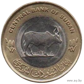 Республика Судан. 20 пиастров 2006. Фауна. Ватусси. Биметалл. Тип: Верхняя часть шестёрки прямая. Не магнитится.