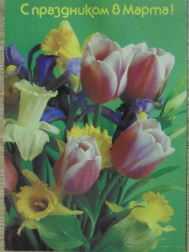 ЧИСТАЯ ОТКРЫТКА СССР. "С ПРАЗДНИКОМ 8 МАРТА". ФОТО. П. КОСТЕНКО. 1988 год.