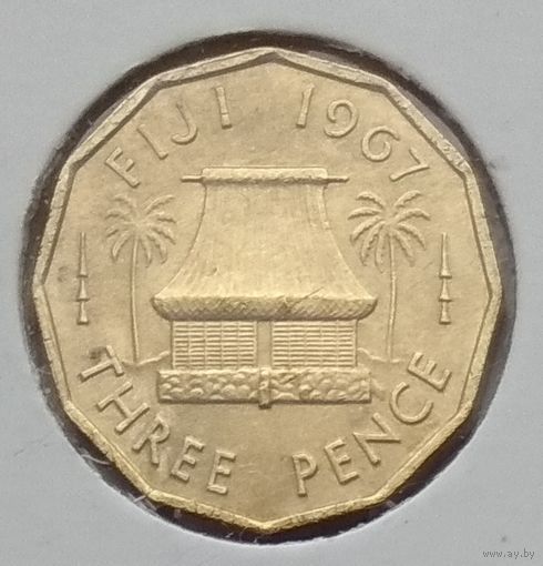 Фиджи 3 пенса 1967 г. В холдере