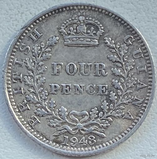 Британская Гвиана 4 пенса 1943 г.