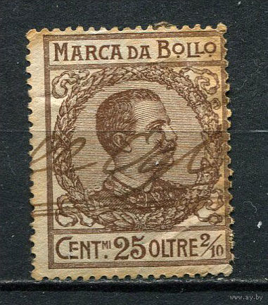 Королевство Италия - 1911 - Фискальная марка Виктор Эммануил III 25o 2/10c - 1 марка. Гашеная.  (LOT ES1)-T10P36