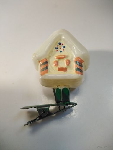 Елочная игрушка СССР. Домик. Редкий. Аукцион с рубля