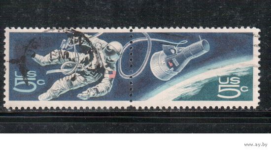 США-1967, (Мих. 930-931) , гаш. , Космос (полная серия), сцепка(2)