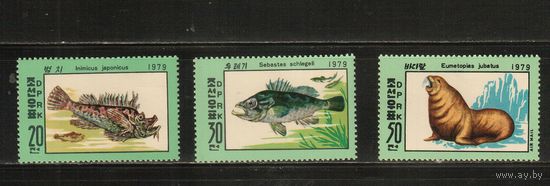 КНДР-1977(Мих.937-1939) , **  , Морская  Фауна , Рыбы (полная серия)