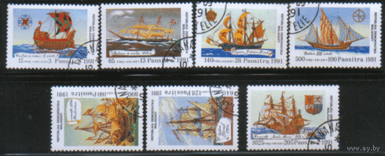 Демократическая Малагасийская республика (Мадагаскар). М. 1316/22. 1991. Парусники. гаш.