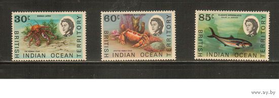 БИОТ(Британские территории  в Индийском Океане)-1970(Мих.36-38),  ** ,  Морская  Фауна ,Рыбы, Крабы (полная серия)