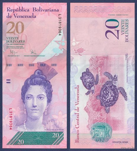 Венесуэла, 20 боливаров 2009 г., P-91d, UNC