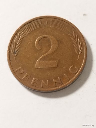 Германия 2 пфенинга 1975 J