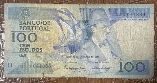 Банкнота 100 эскудо 1988 год. Португалия Фернандо Пессоа.
