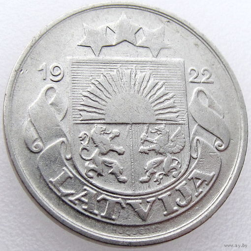 Латвия, 10 сантимов 1922 года, никель, KM#4