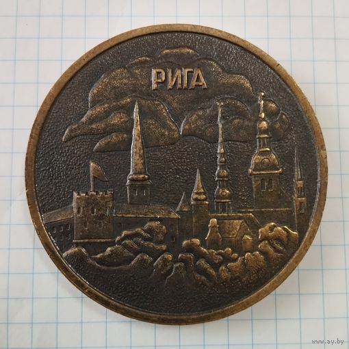 Медаль настольная 40 лет Латвийскому Морскому Пароходству, тяжёлая. Рига 1980 г.