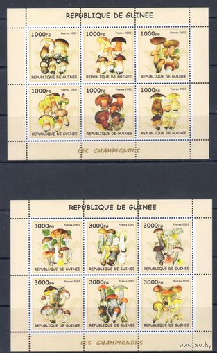 [1682] Гвинея 2002. Грибы. КОМПЛЕКТ.2 МАЛЫХ ЛИСТА+БЛОК. MNH