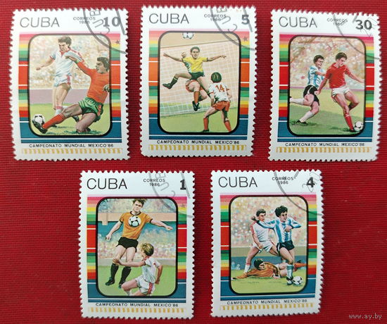 Куба. Футбол. ( 5 марок). 1986 года. 7-12.