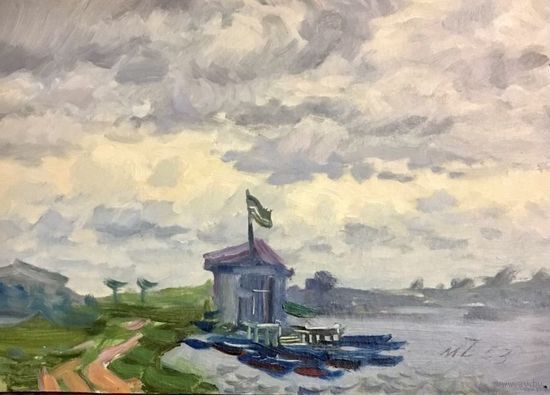 Чепик М.Ф. Пейзаж,1953 г. К/М, 17х24 см.