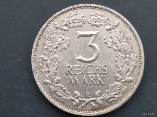 3 рейхсмарки 1925. Тысячелетие Рейланда. Е.